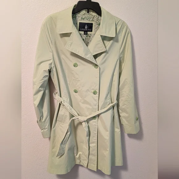 London Fog Bright Lime Green Trench Coat - Picture 2 of 12